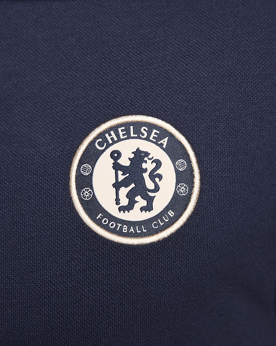 Chelsea F.C. The Nike Polo Men's Nike Dri-FIT Football Polo - Obsidian/Guava Ice