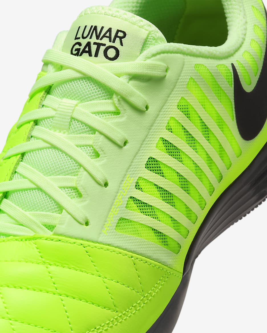 Nike Lunar Gato II Indoor Court Low-Top Football Shoes - Black/Volt