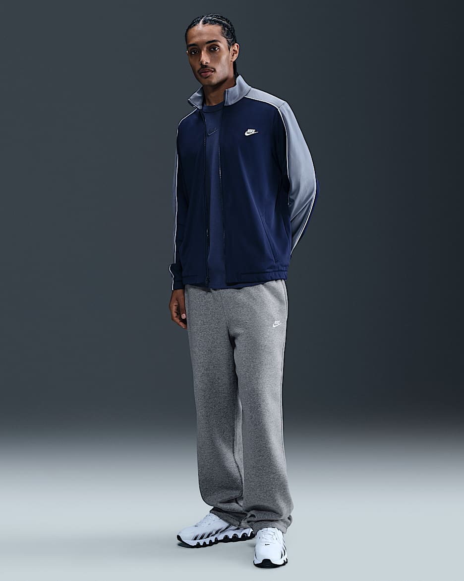 Nike Sportswear Club Men's Fleece Bungee Pants - Dark Grey Heather/Light Smoke Grey/White