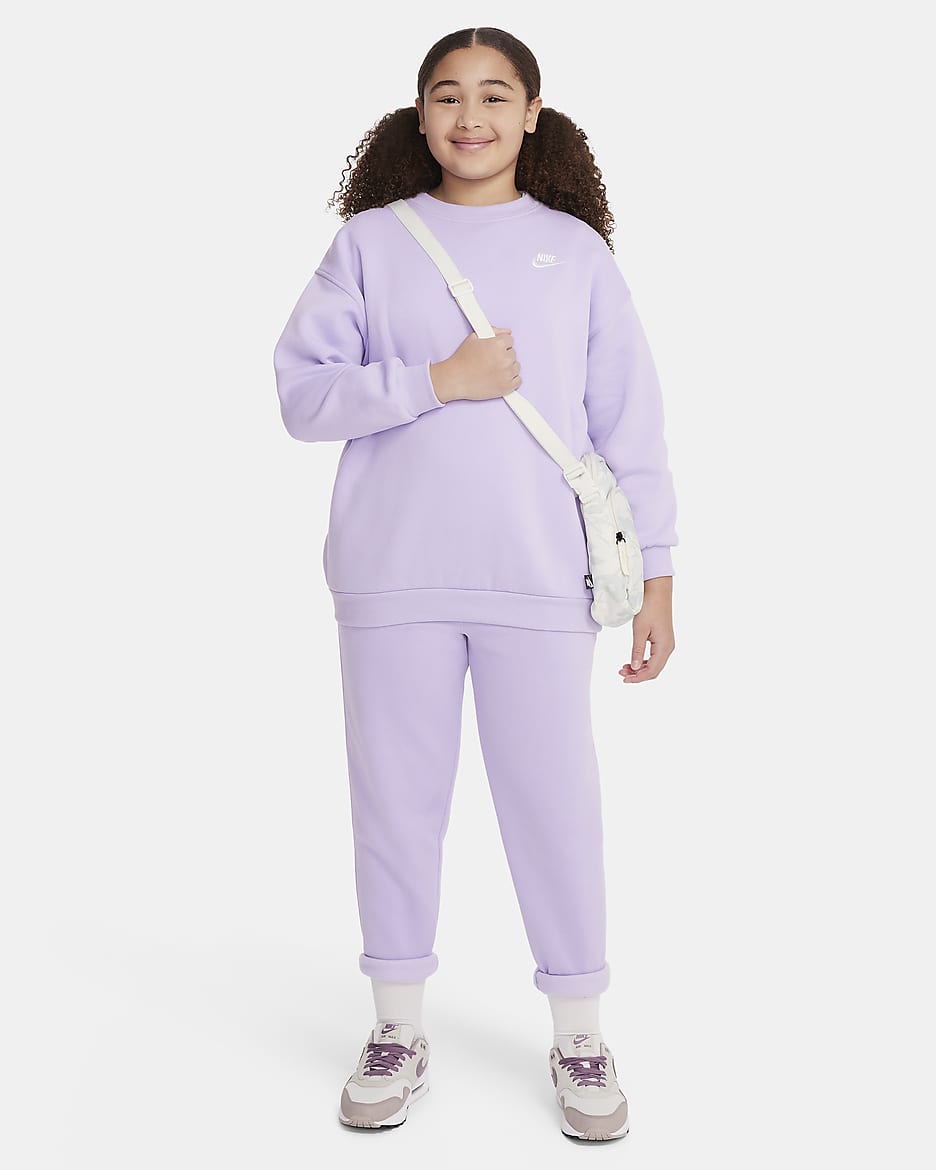 Nike Sportswear Club Fleece Big Kids' (Girls') Oversized Sweatshirt (Extended Size) - Hydrangeas/White