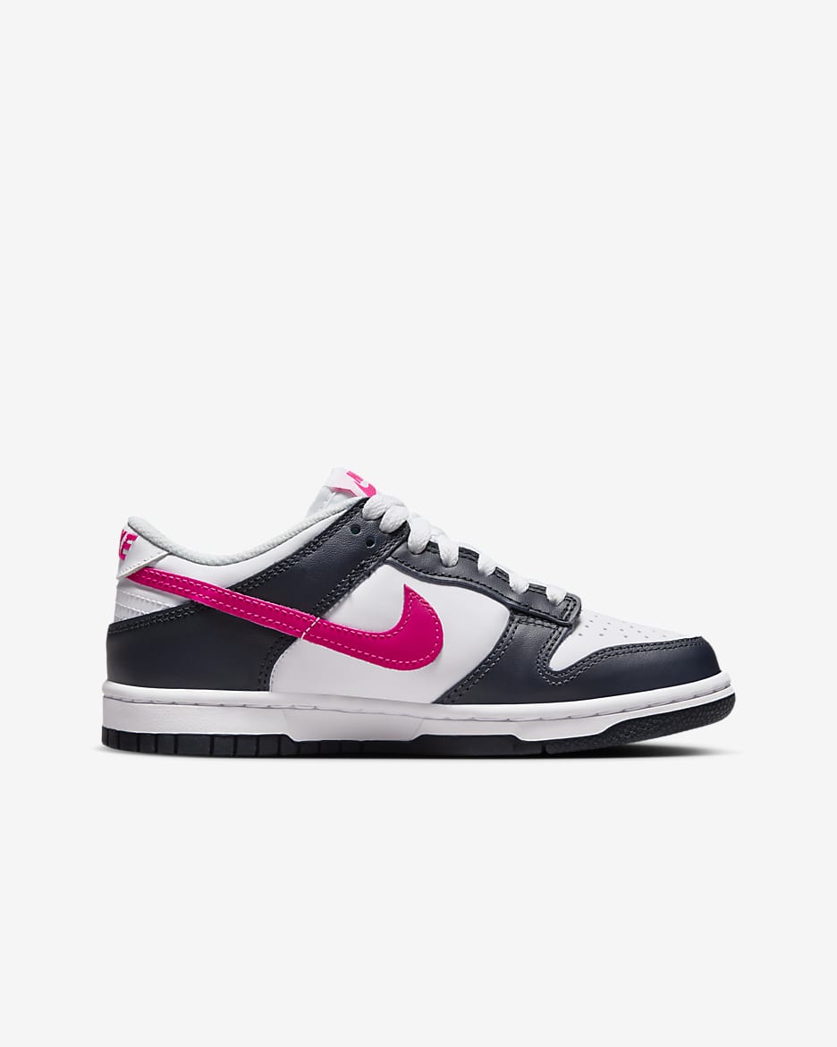 Nike Dunk Low Older Kids' Shoes - Dark Obsidian/White/Fierce Pink