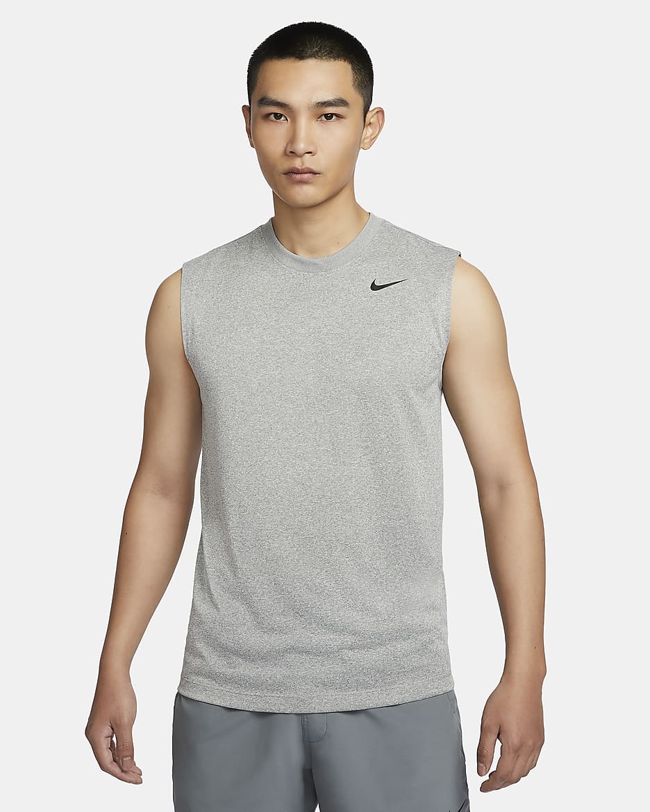 ナイキ Dri-FIT レジェンド メンズ スリーブレス フィットネス Tシャツ - タンブルドグレー/フラットシルバー/ヘザー/ブラック