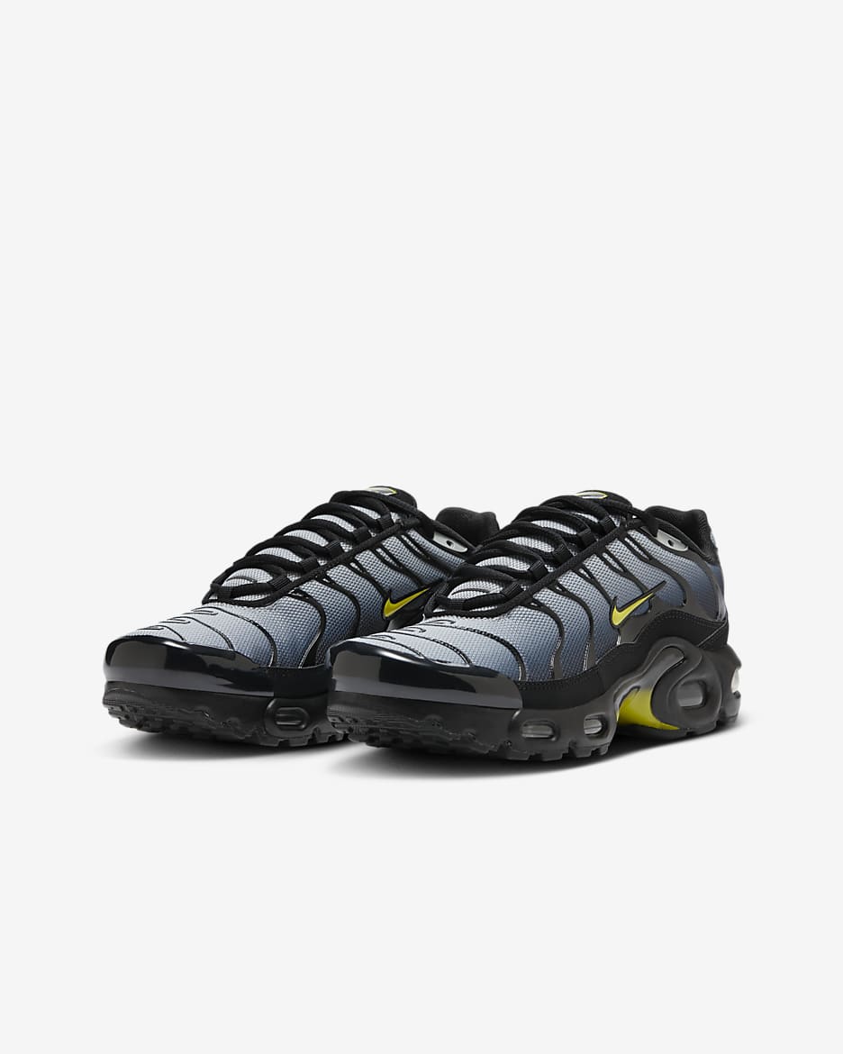 Tenis para niños grandes Nike Air Max Plus - Negro/Gris lobo/Amarillo opti