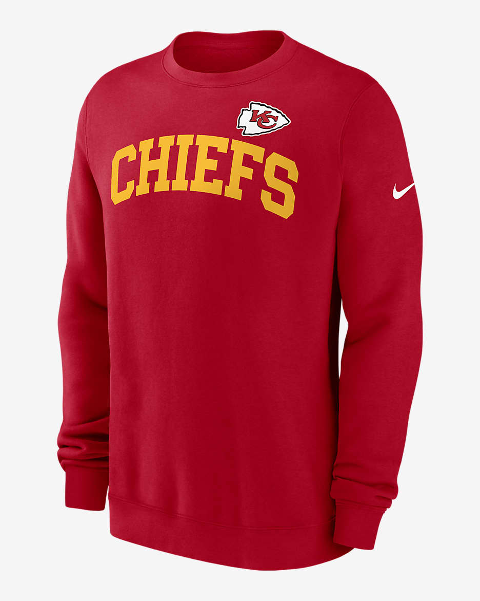 Sudadera de cuello redondo sin cierre Nike de la NFL para hombre Kansas City Chiefs Club - Rojo