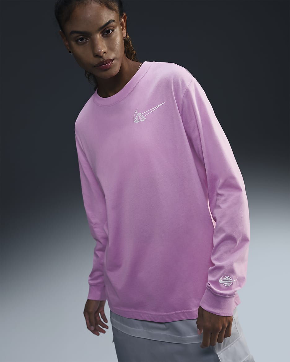 Nike Women's Long-Sleeve Graphic Basketball T-Shirt - Beyond Pink
