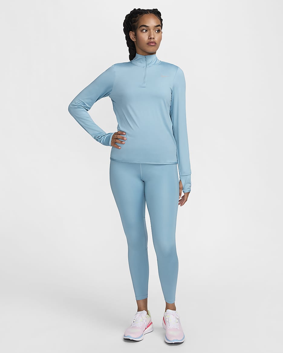 Haut de running à 1/4 de zip avec protection UV Nike Swift pour femme - Denim Turquoise