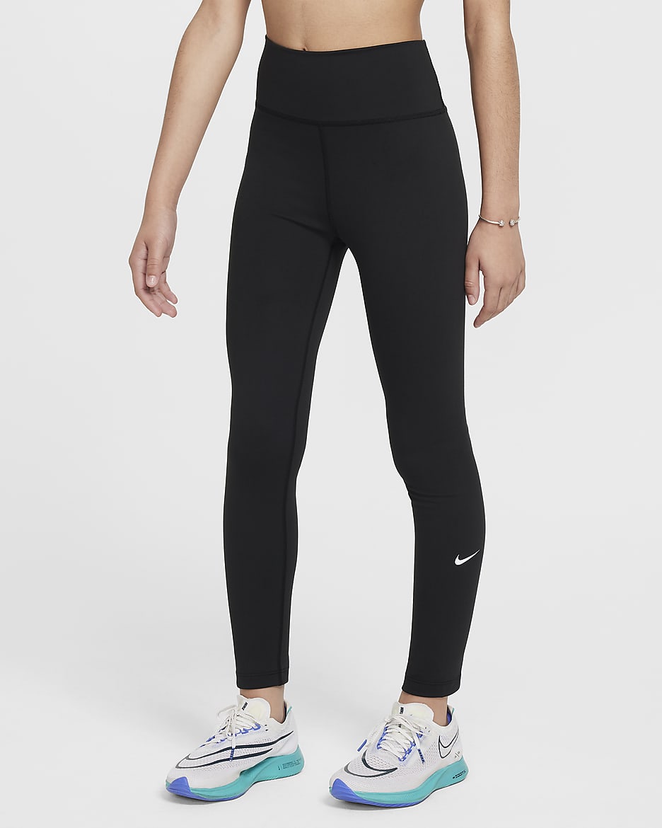 Nike One Leggings de talle alto Dri-FIT - Niña - Negro/Blanco