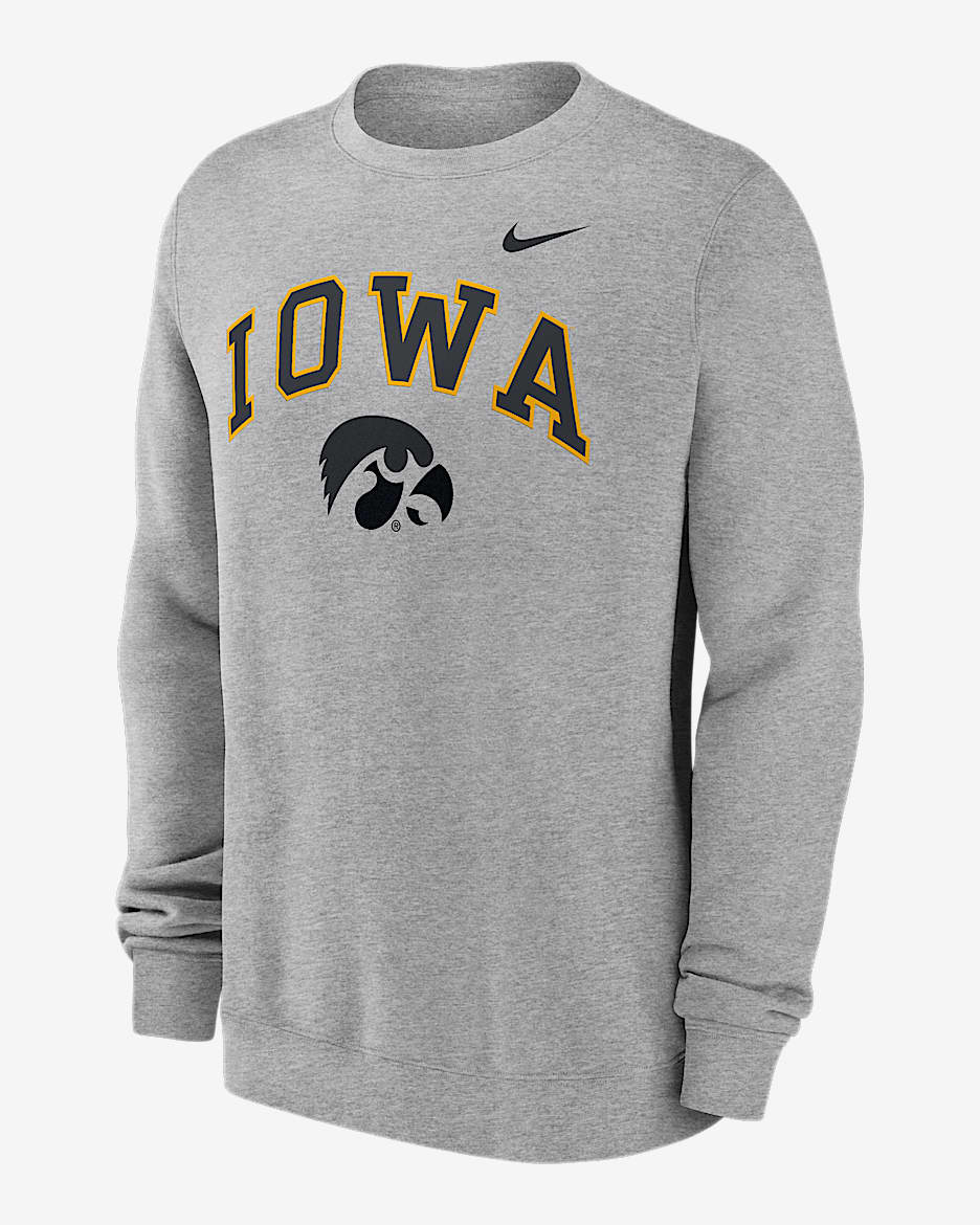 Iowa Arch Men's Nike College Pullover Crew - Grey