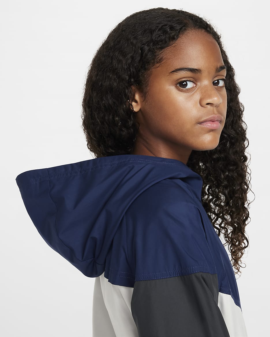 Nike Sportswear Windrunner Big Kids' Hooded Repel Jacket - Midnight Navy/Light Bone/Anthracite/White