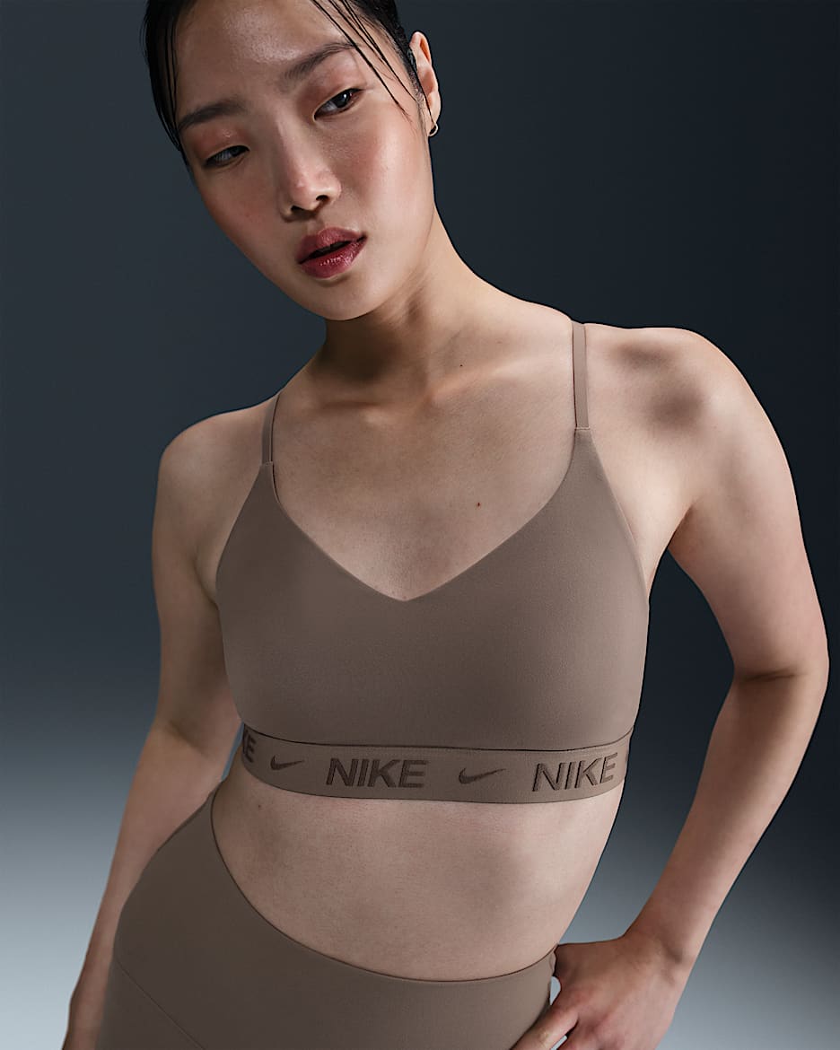 Nike Indy Light-Support Women's Padded Adjustable Sports Bra - Mink Brown/Ironstone