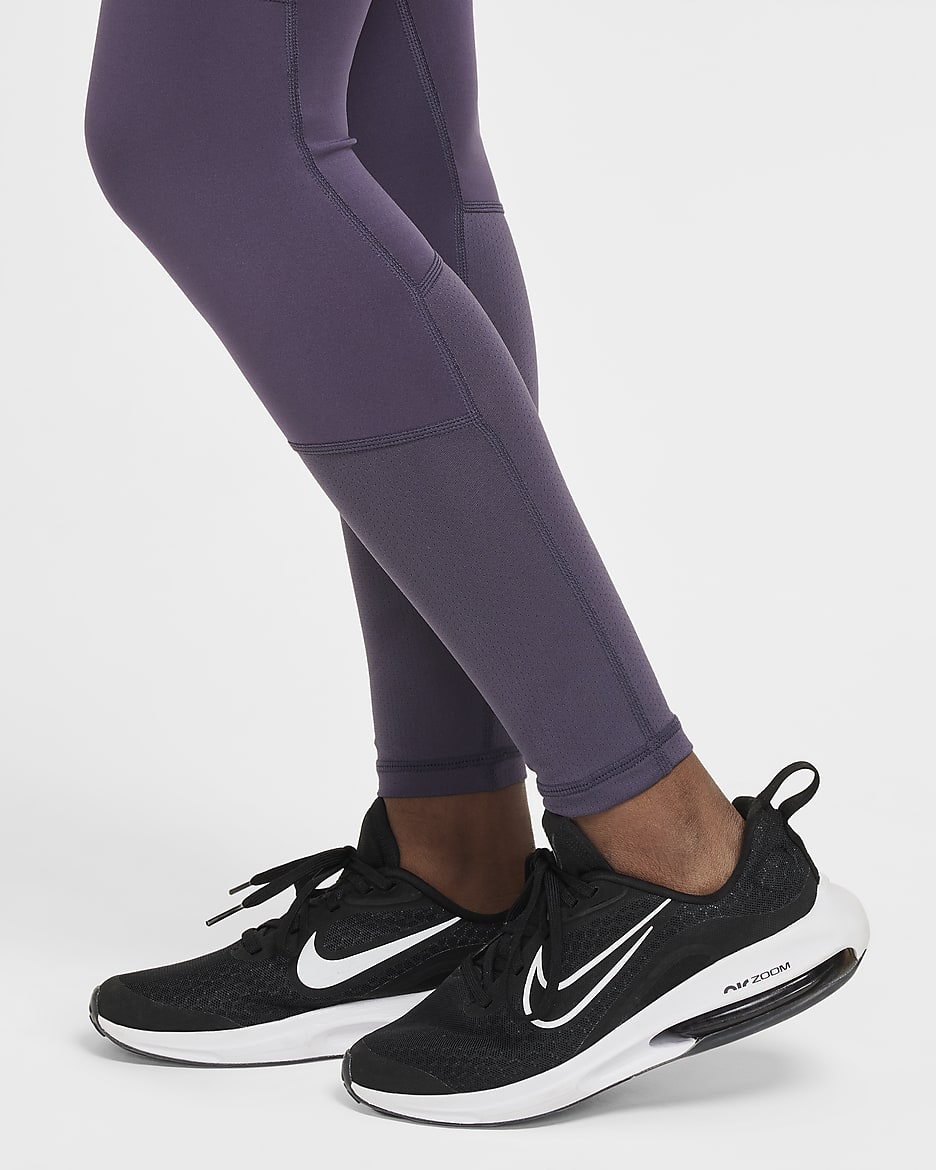 Nike Pro Dri-FIT Older Kids' (Girls') Leggings - Dark Raisin/White