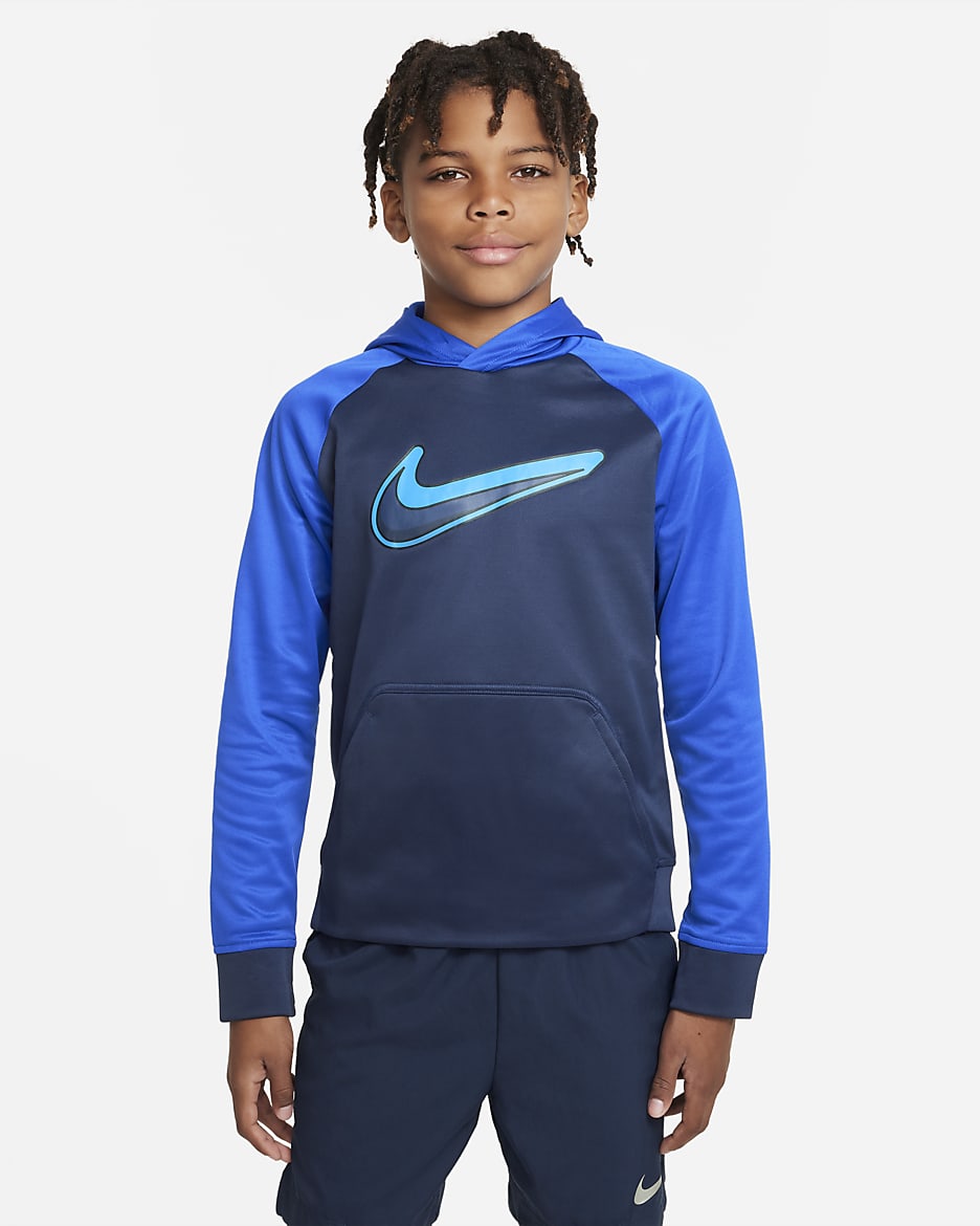 Nike Therma-FIT Big Kids' (Boys') Graphic Pullover Hoodie - Midnight Navy/Game Royal