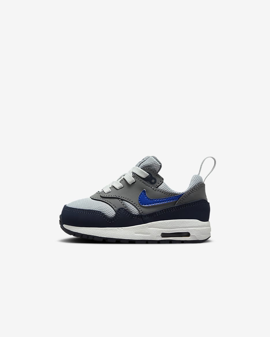 Air Max 1 EasyOn Baby/Toddler Shoes - Smoke Grey/Wolf Grey/Obsidian/Racer Blue