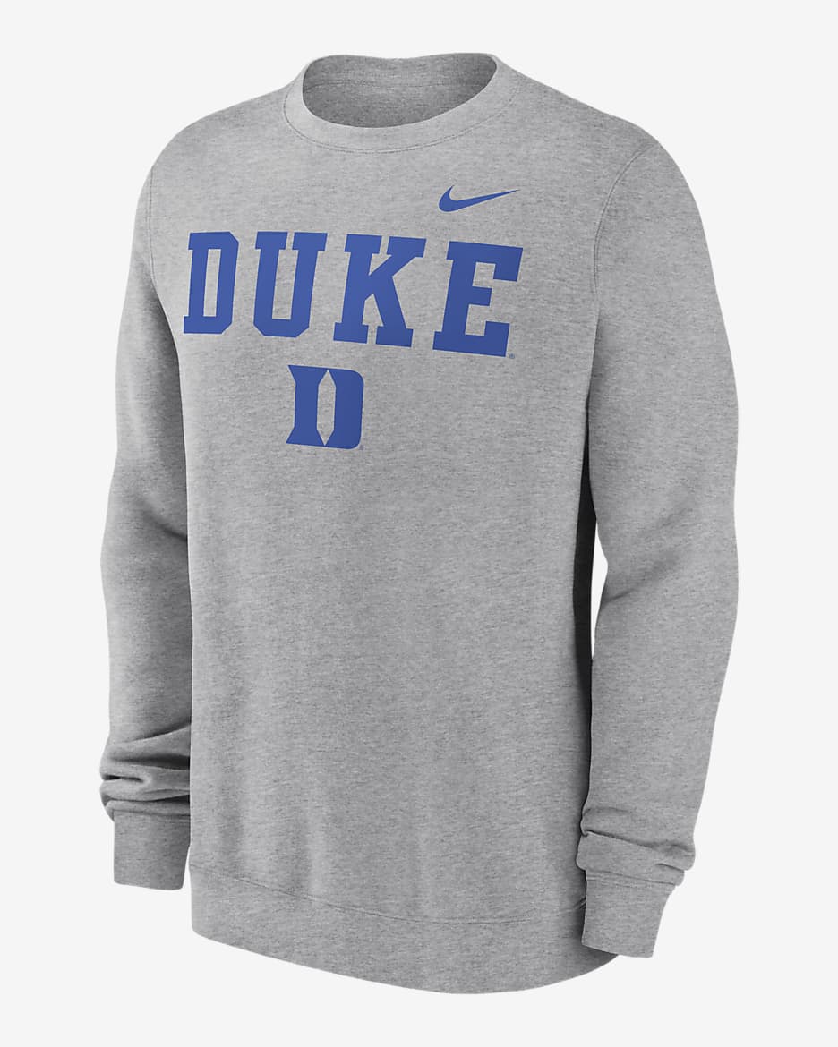 Sudadera de cuello redondo sin cierre universitaria Nike para hombre Duke Blue Devils Primetime Primary Stack - Gris oscuro jaspeado