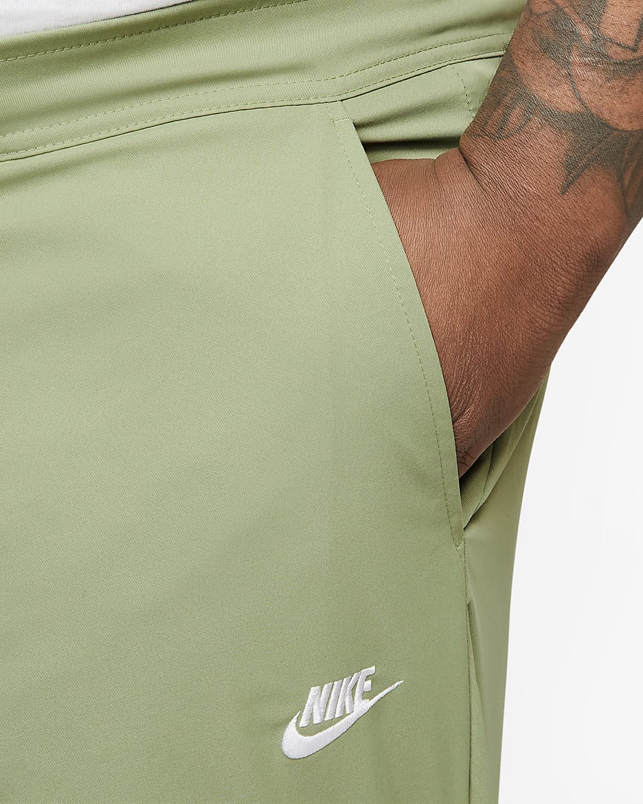 Nike Club Men's Woven Tapered Leg Pants - Oil Green/White