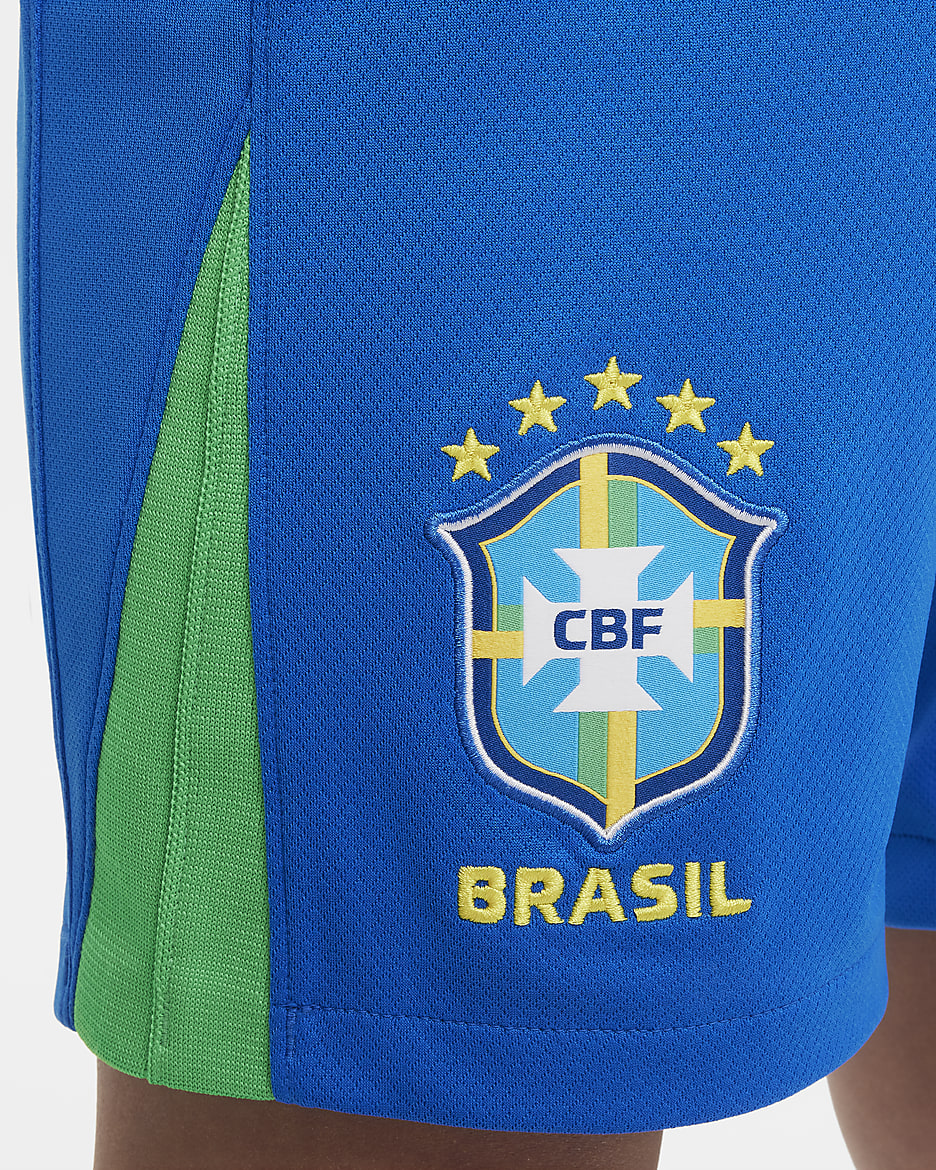 Brazil 2024 Stadium Home Older Kids' Nike Dri-FIT Football Replica Shorts - Soar/Green Spark