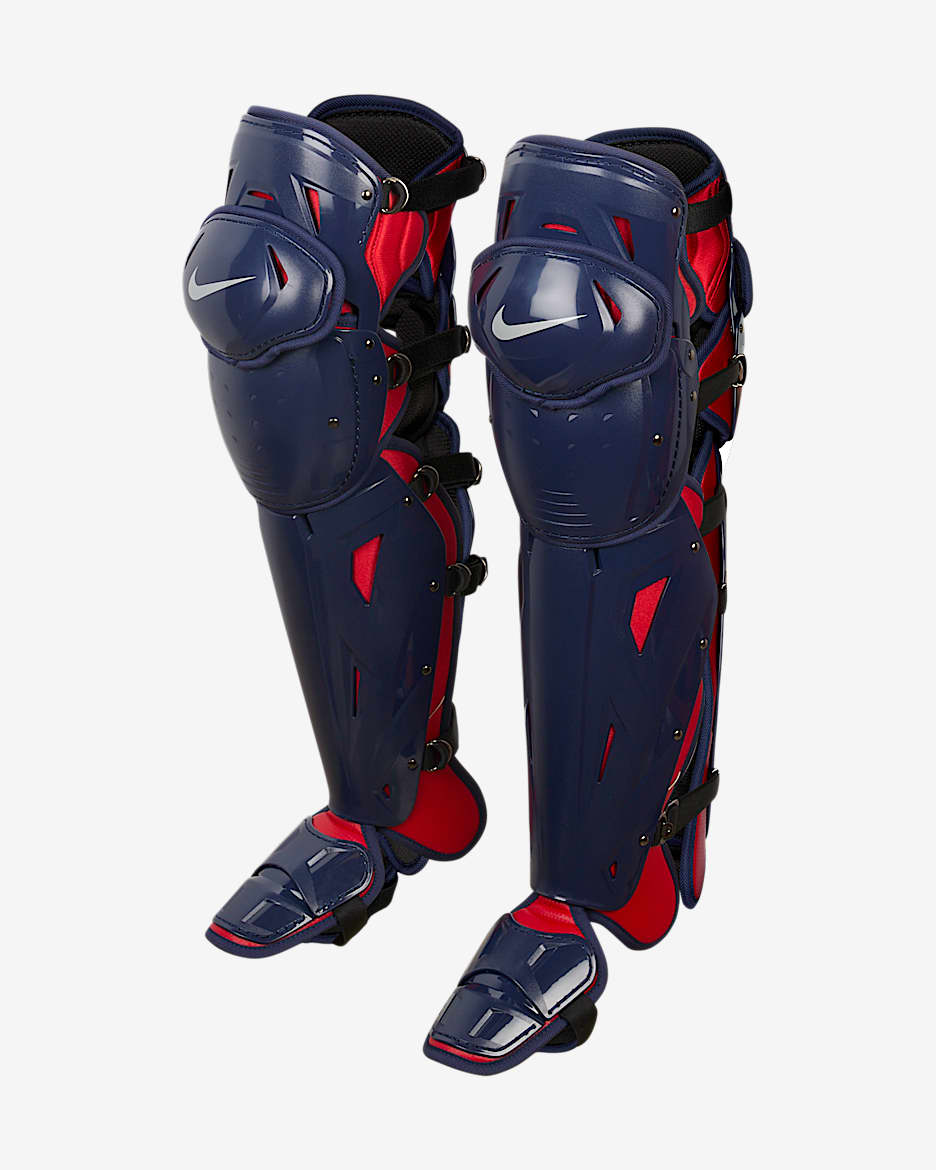 Protección para piernas para béisbol Nike Diamond Elite - Azul marino medianoche/Rojo deportivo