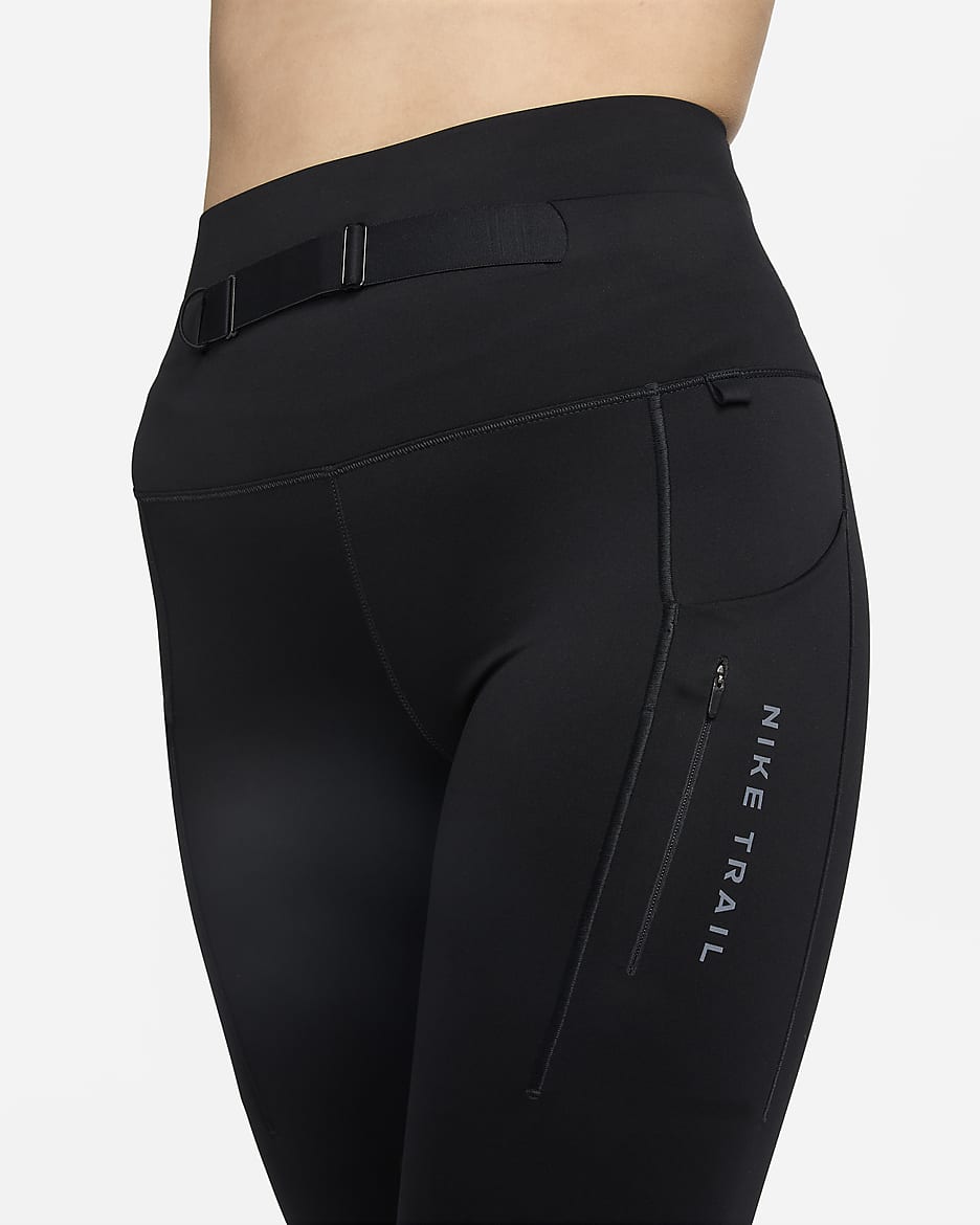 Nike Trail Go Women's Firm-Support High-Waisted 7/8 Leggings with Pockets - Black/Dark Smoke Grey/Dark Smoke Grey