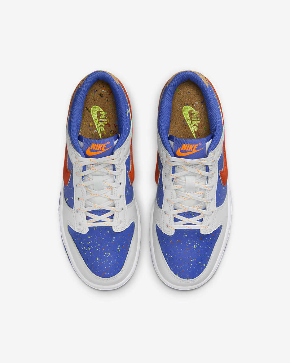 Nike Dunk Low Big Kids' Shoes - Photon Dust/Astronomy Blue/Volt/Total Orange