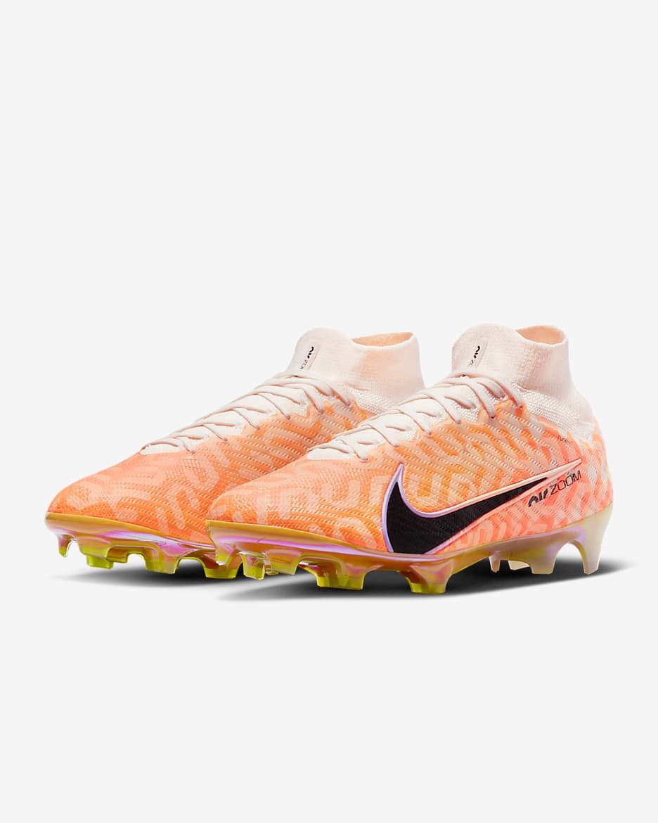 Calzado de fútbol de corte high para terreno firme Nike Mercurial Superfly 9 Elite - Guayaba hielo/Negro