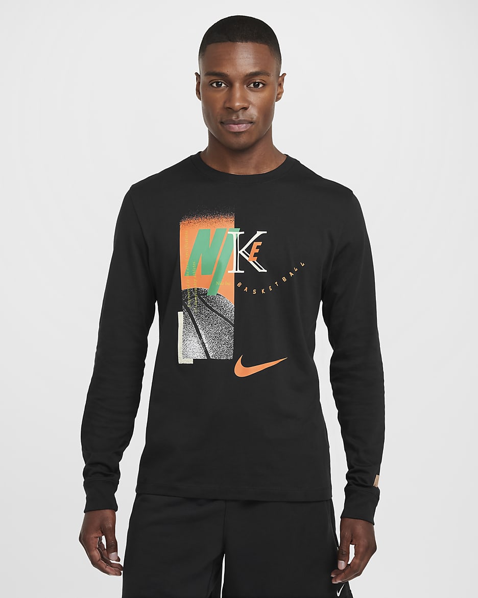 Playera de básquetbol de manga larga para hombre Nike - Negro
