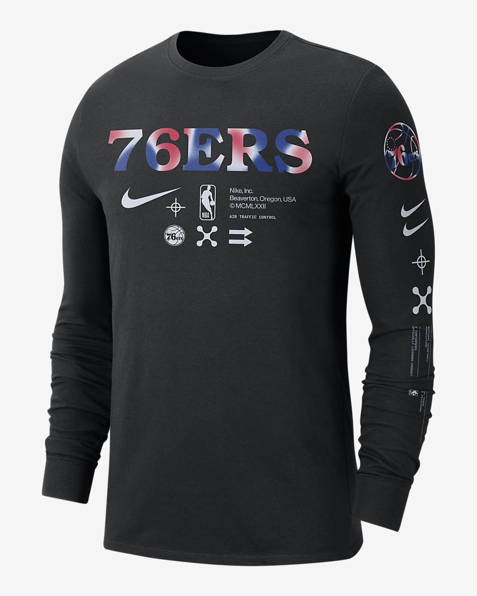 Philadelphia 76ers Men's Nike NBA Long-Sleeve T-Shirt - Black