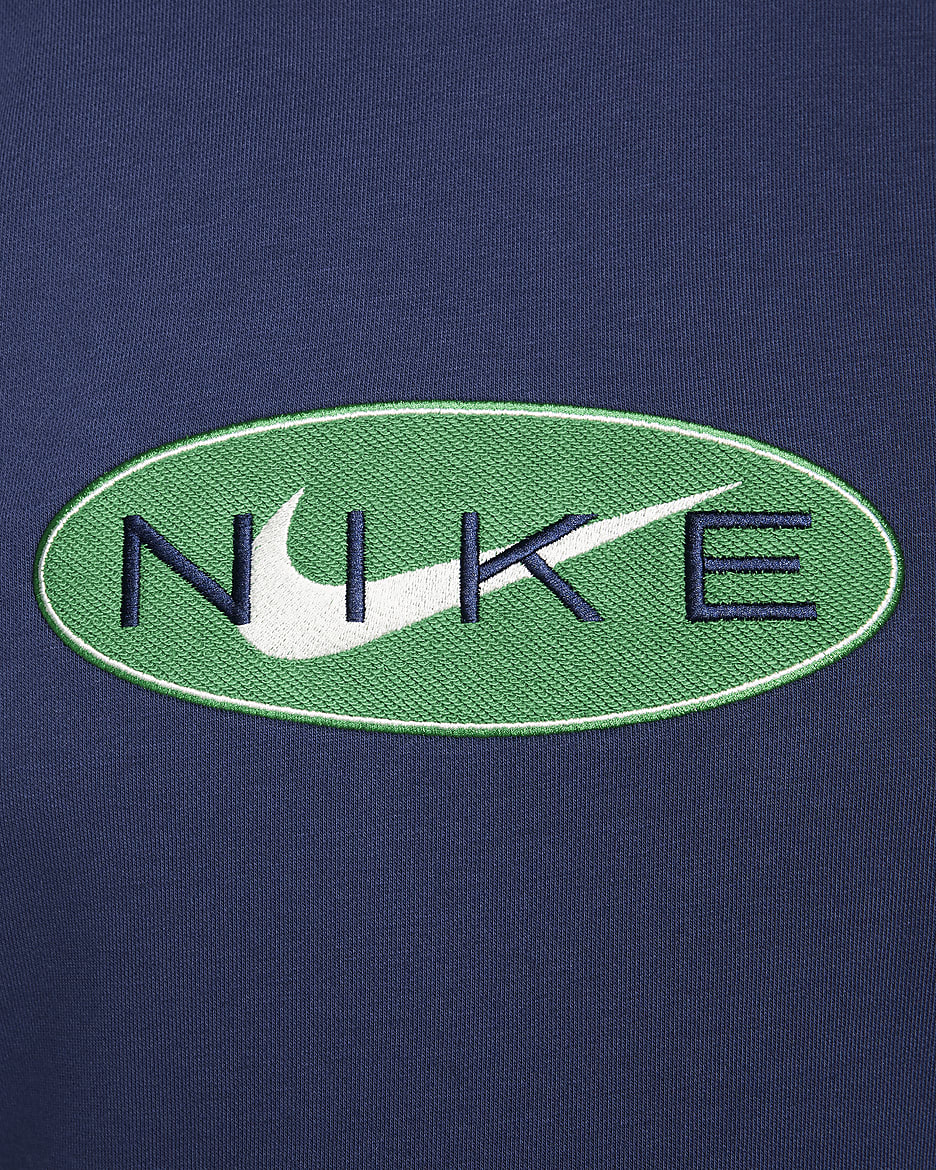 Nike Sportswear Men's French Terry Crewneck Sweatshirt - Midnight Navy/Aloe Verde/Midnight Navy