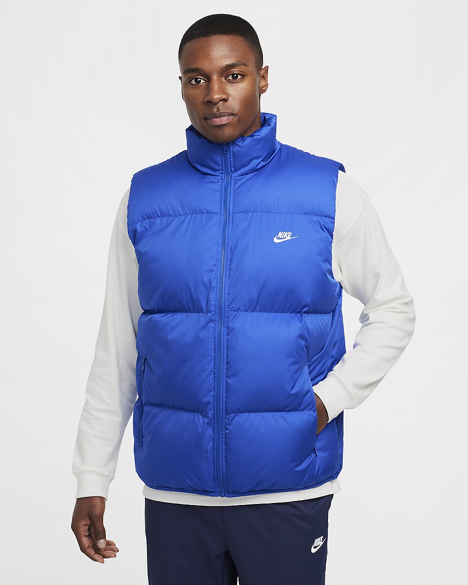 Chaleco acolchado repelente al agua para hombre Nike Sportswear Club PrimaLoft® - Royal juego/Blanco