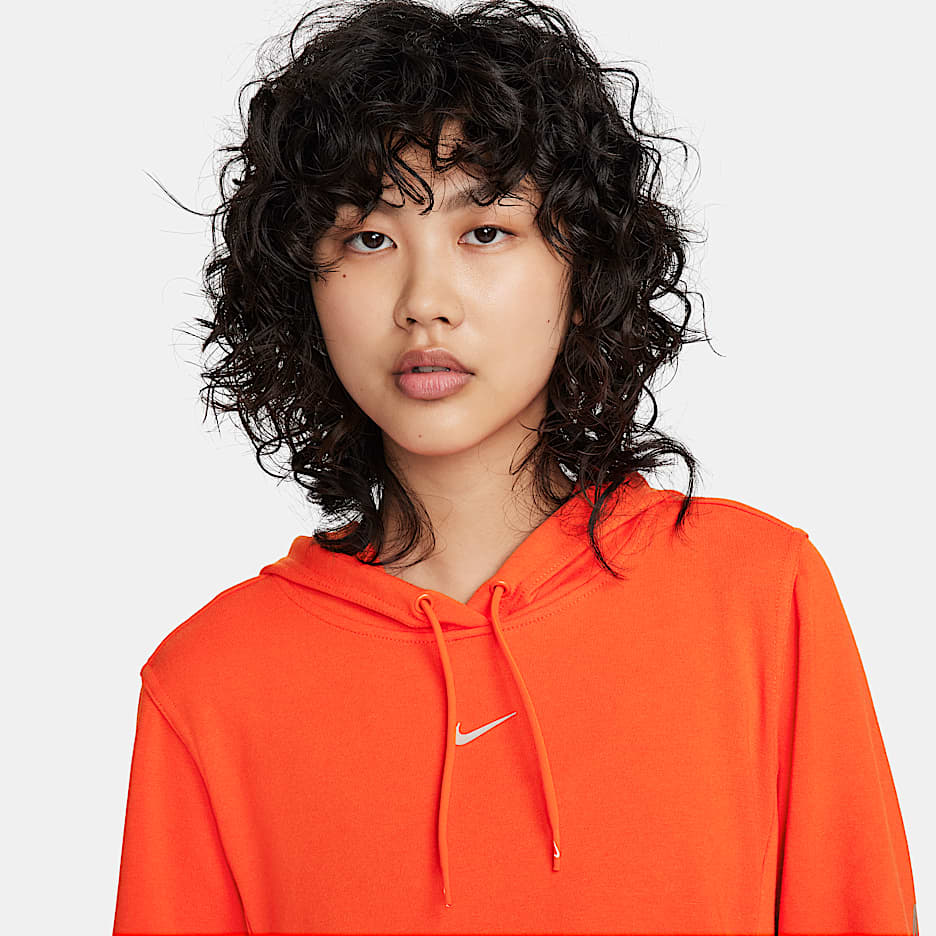Nike Dri-FIT One Women's French Terry Graphic Hoodie - Picante Red/Metallic Silver