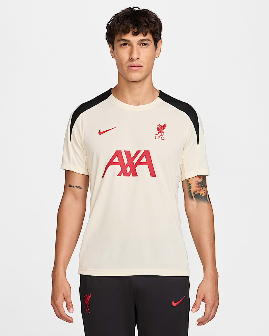FC Liverpool Strike Special Edition Nike Dri-FIT Fußball-Kurzarmshirt aus Strickmaterial (Herren) - Coconut Milk/Coconut Milk/Schwarz/Gym Red
