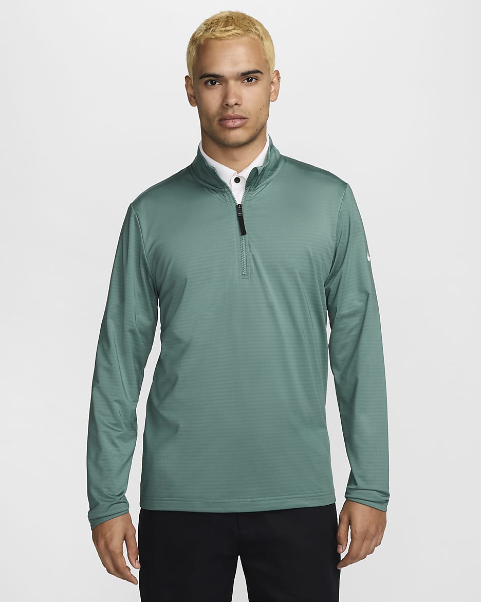 Pánské golfové tričko Nike Victory Dri-FIT s polovičním zipem - Bicoastal/Bílá