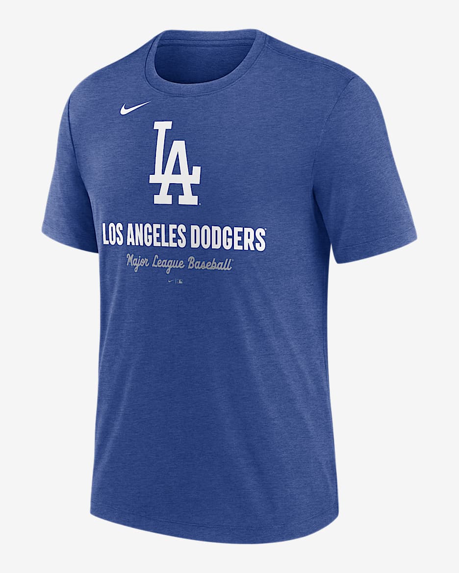 Playera Nike de la MLB para hombre Los Angeles Dodgers Logo - Royal deportivo jaspeado