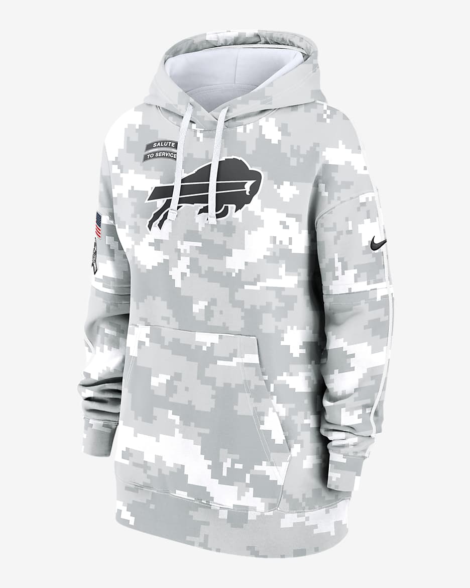 Sudadera con gorro sin cierre Nike de la NFL para mujer Buffalo Bills Salute to Service Primary Edge Club - Blanco