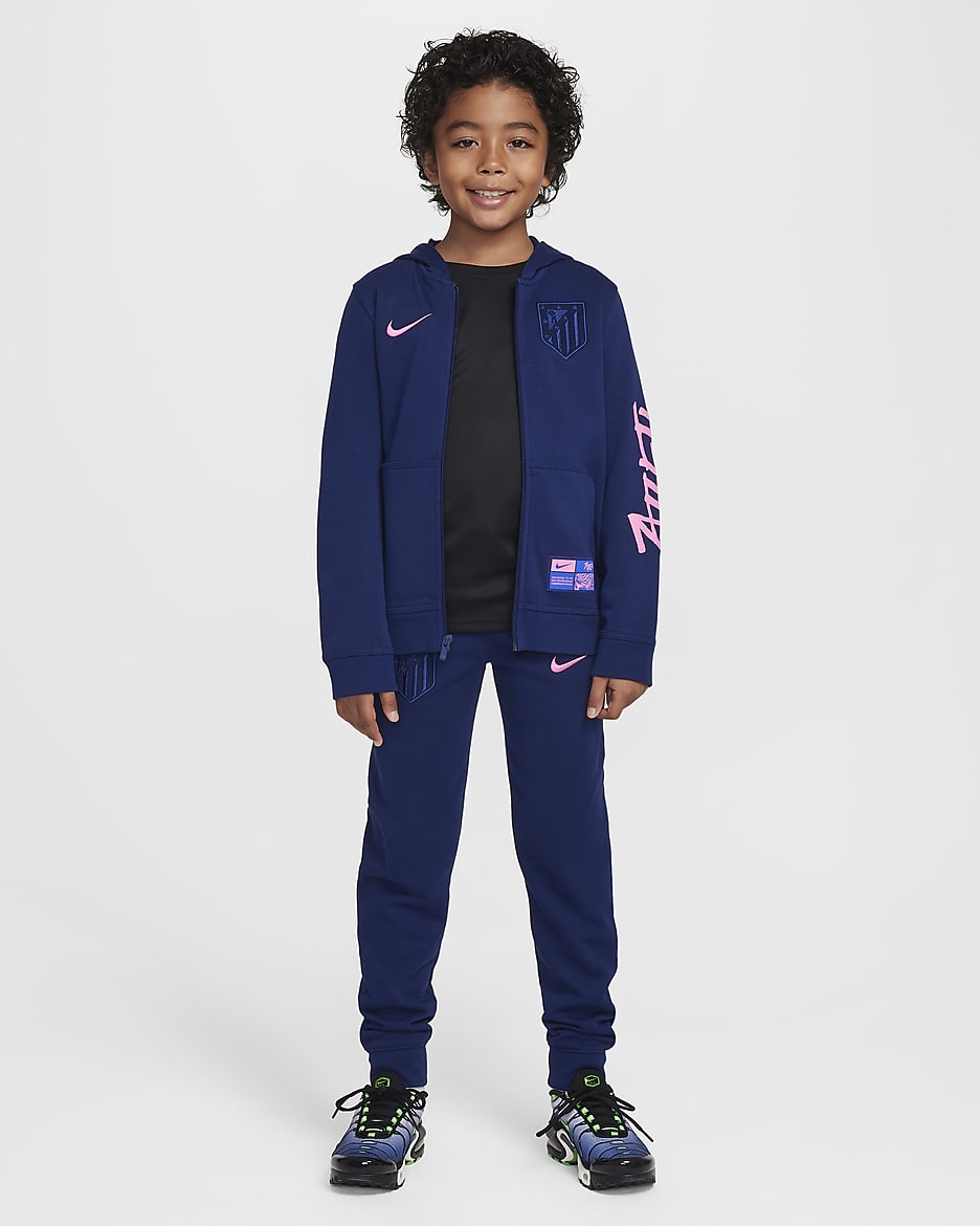 Atlético Madrid Club Third Older Kids' (Boys') Nike Football French Terry Jogger - Blue Void/Pink Glow