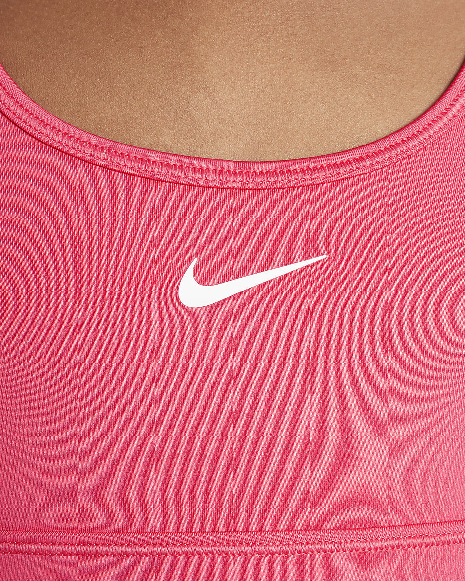 Sutiã de desporto Nike Swoosh Júnior (Rapariga) - Rosa Aster/Branco