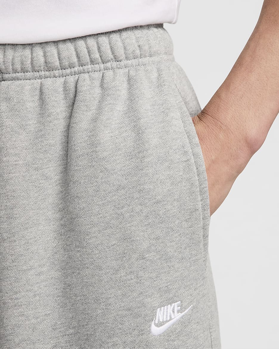 Nike Club Fleece Men's Oversized French Terry Pants - Dark Grey Heather/Light Smoke Grey/White