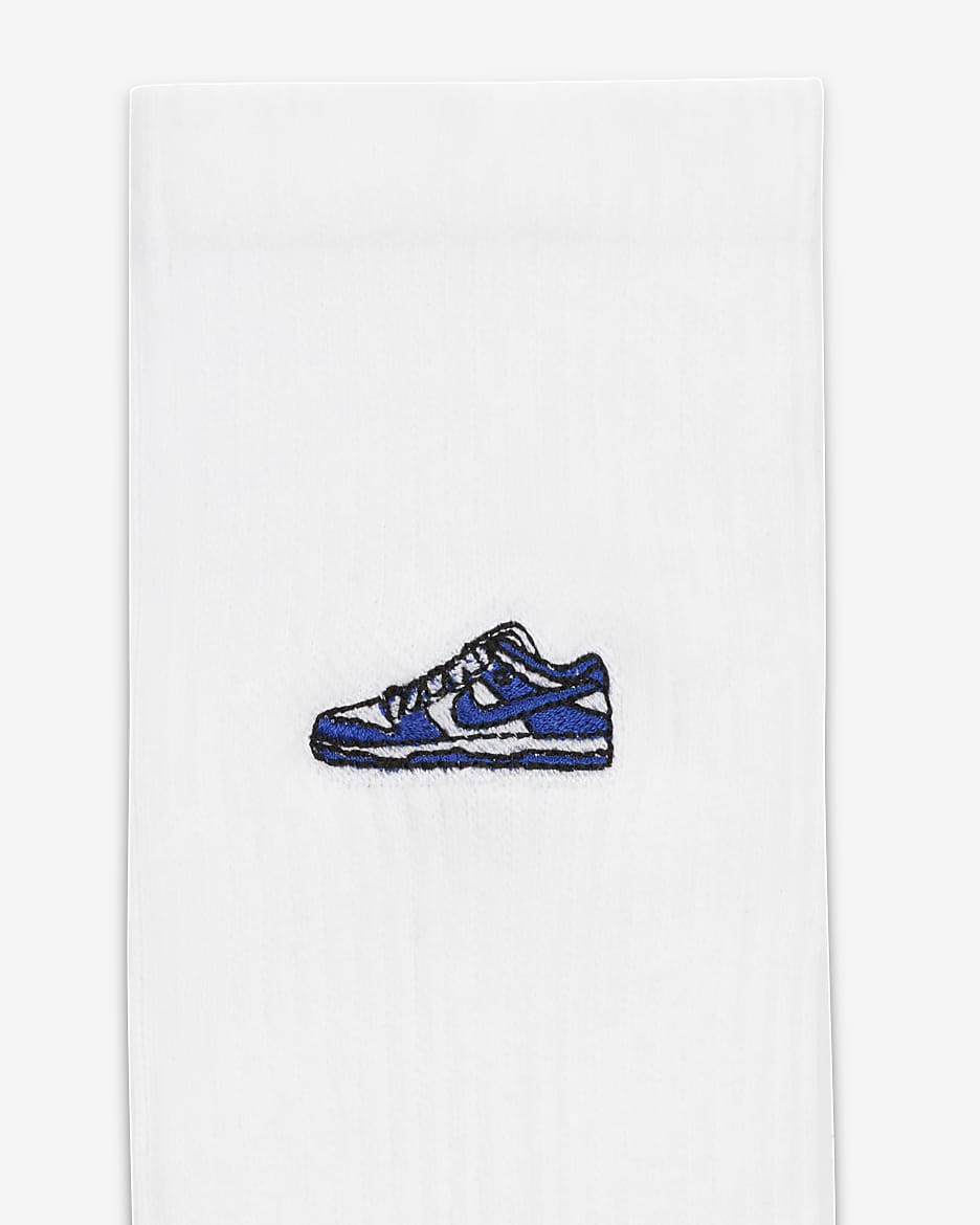 Nike Everyday Plus Yastıklamalı Crew Çoraplar (1 Çift) - Beyaz/Varsity Royal/Siyah