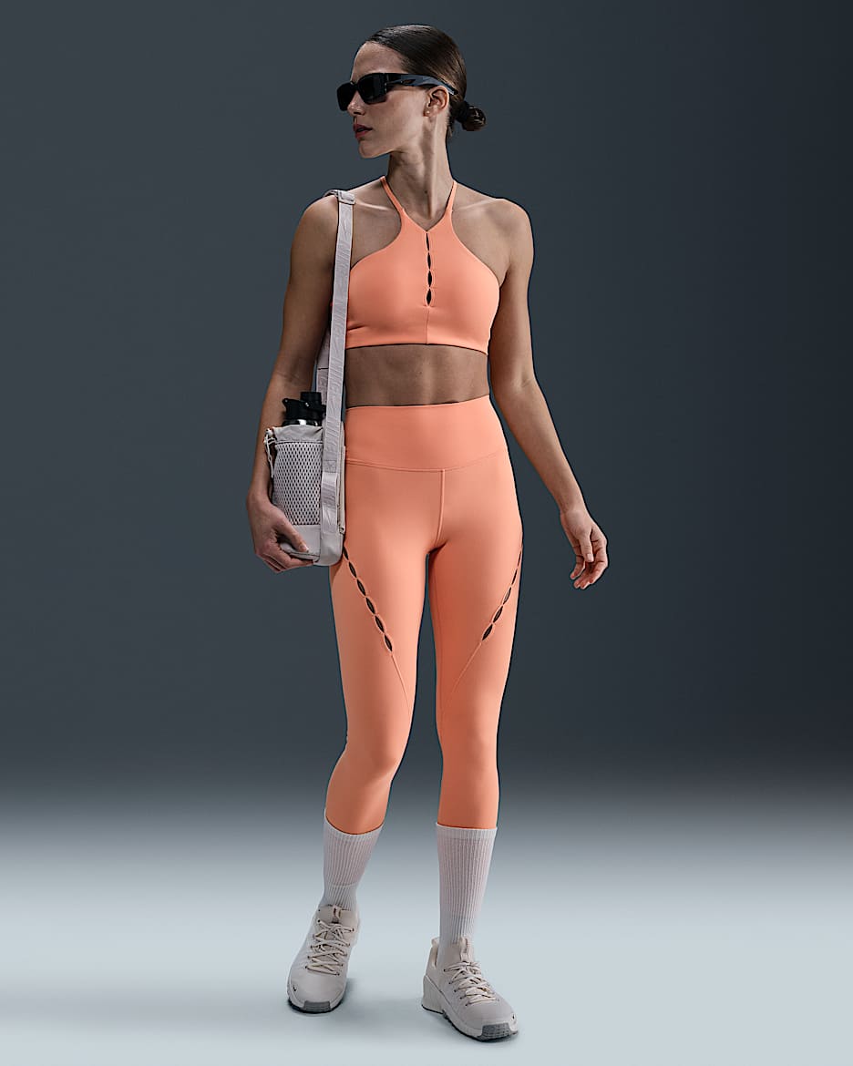 Leggings de tiro alto de 7/8 para mujer Nike One - Ágata melocotón/Negro