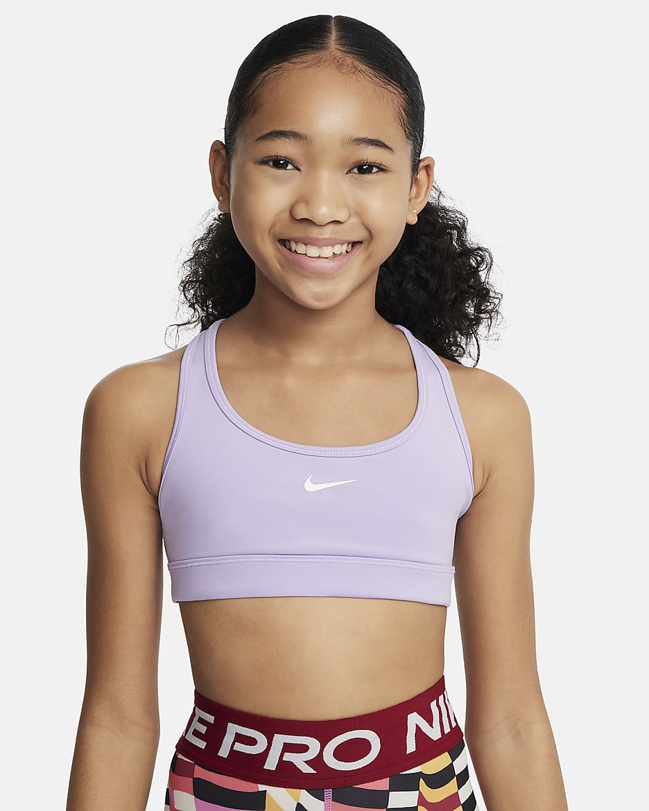 Nike Swoosh Girls' Sports Bra - Hydrangeas/White
