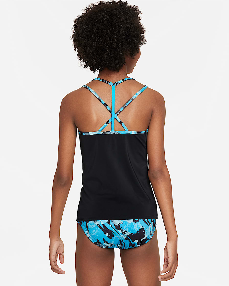 Conjunto de tankini de espalda cruzada para niña talla grande Nike - Azul relámpago