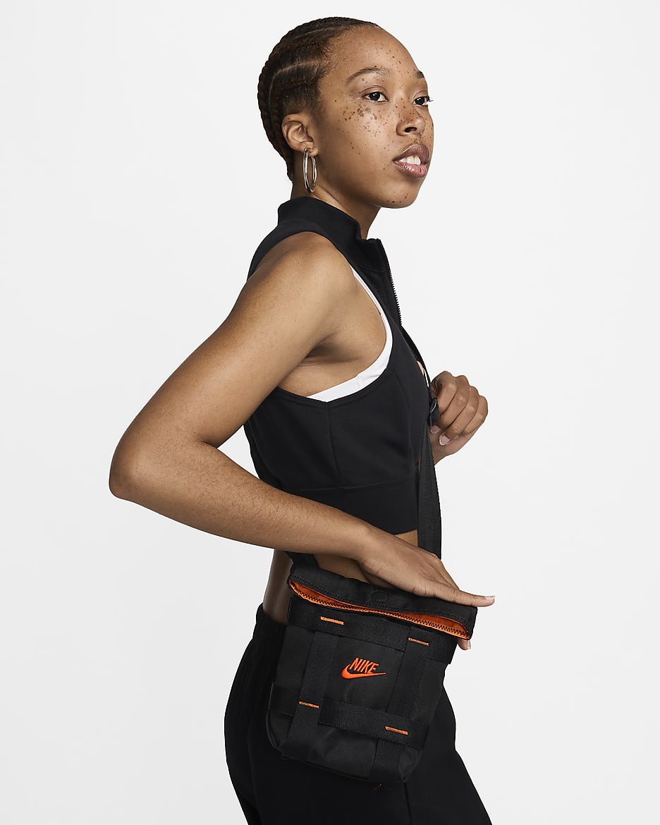 Nike Sportswear Cargo Cross-Body Bag (3L) - Black/Black/Orange