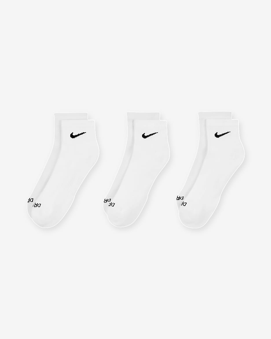 Nike Everyday Plus Cushioned Training Ankle Socks (3 Pairs) - White/Black