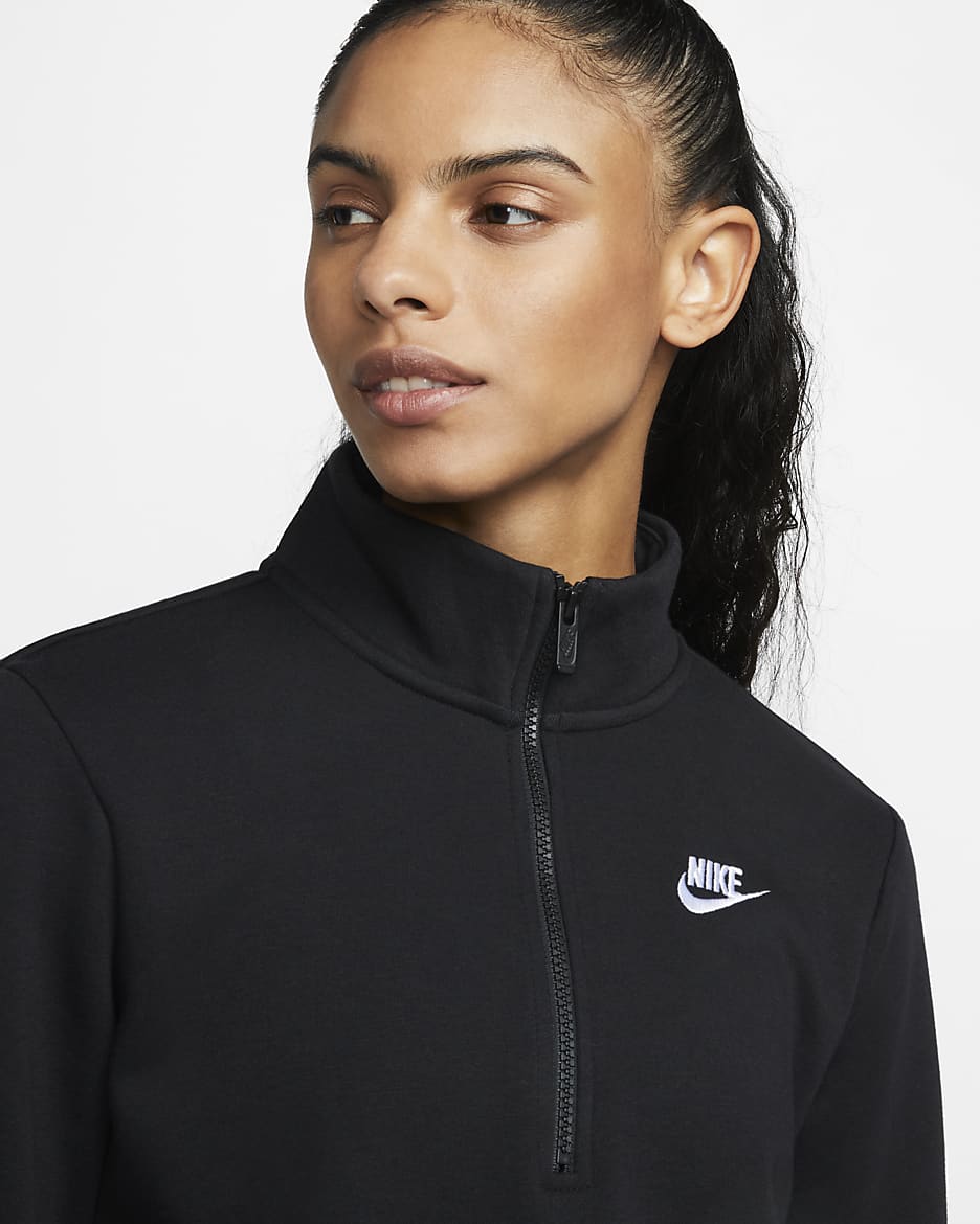 Nike Sportswear Club Fleece Women's 1/2-Zip Sweatshirt - Black/White