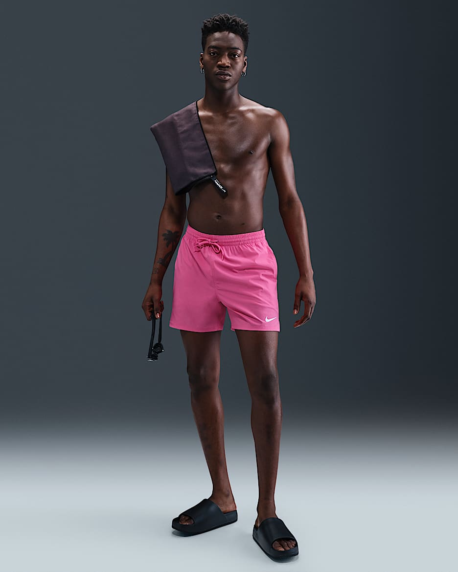 Shorts de vóleibol de 13 cm con ropa interior tipo bóxer para hombre Nike Swim Breaker - Rosa paleta