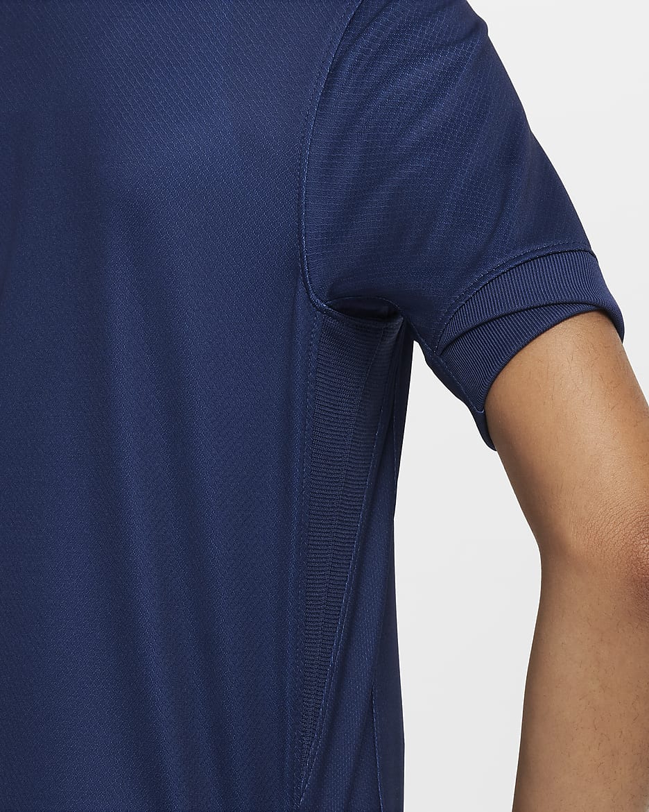 Camisola de futebol de réplica Nike Dri-FIT do equipamento principal Stadium Paris Saint-Germain 2024/25 Júnior - Midnight Navy/Midnight Navy/Branco