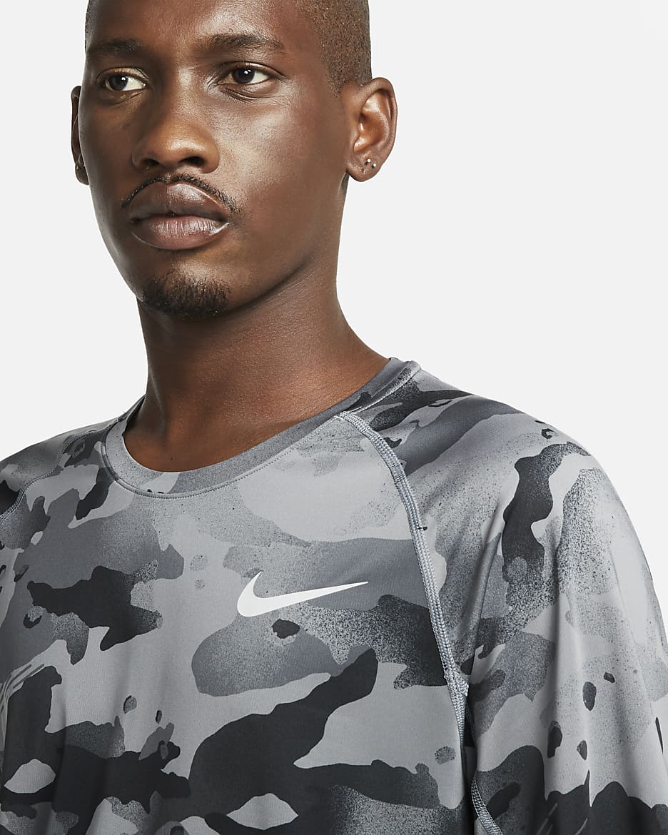 Nike Pro Men's Short-Sleeve Camo Top - Smoke Grey/Grey Fog