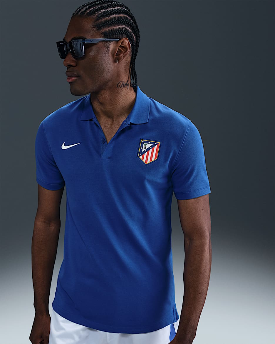 Polo de foot Nike Dri-FIT Atlético Madrid The Nike Polo pour homme - Game Royal/Blanc