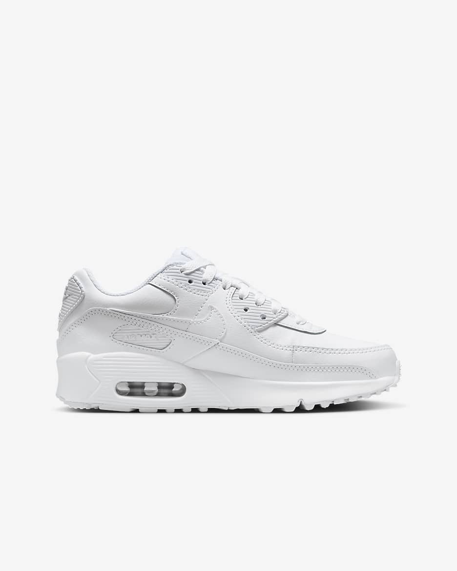 Nike Air Max 90 Big Kids' Shoes - White/Metallic Silver/White/White