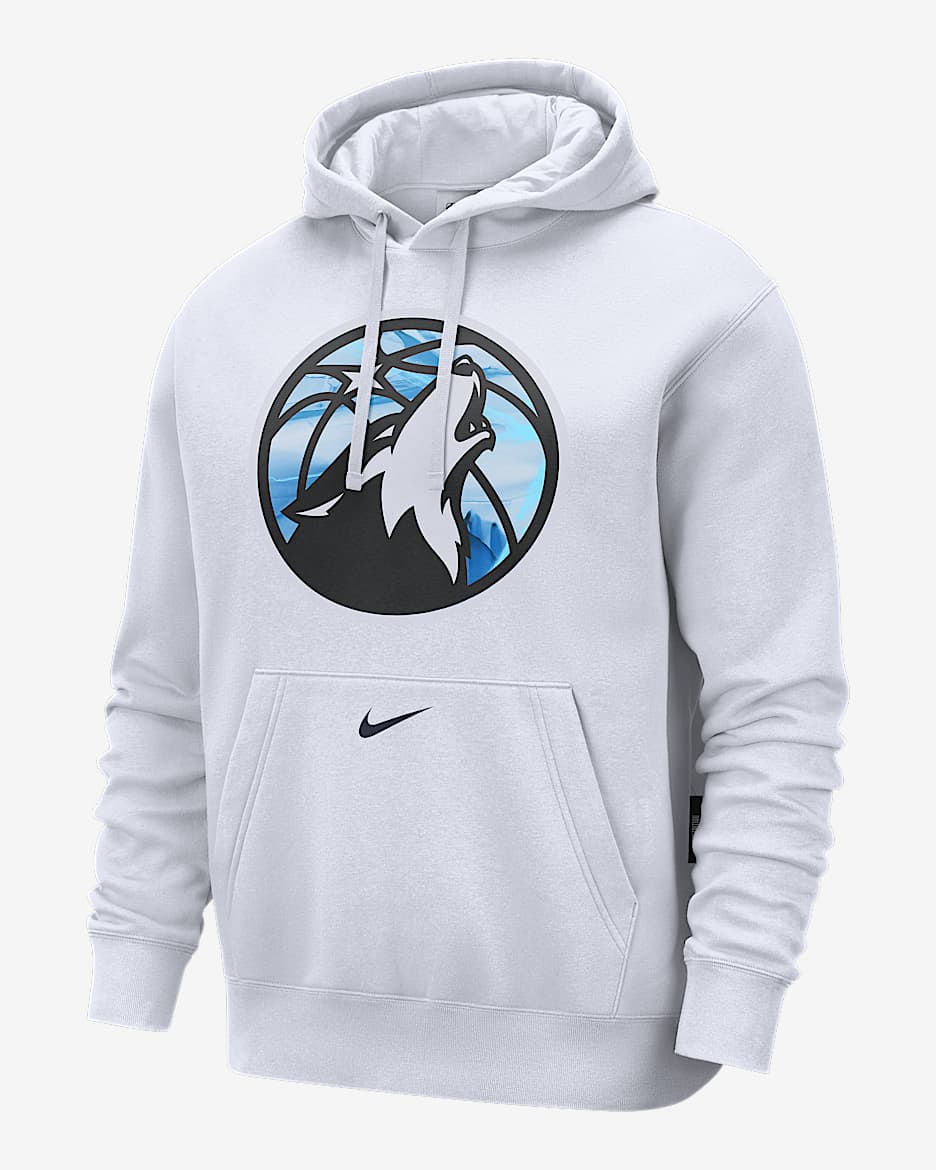 Sudadera con gorro sin cierre Nike de la NBA de tejido Fleece para hombre Minnesota Timberwolves Club City Edition - Blanco
