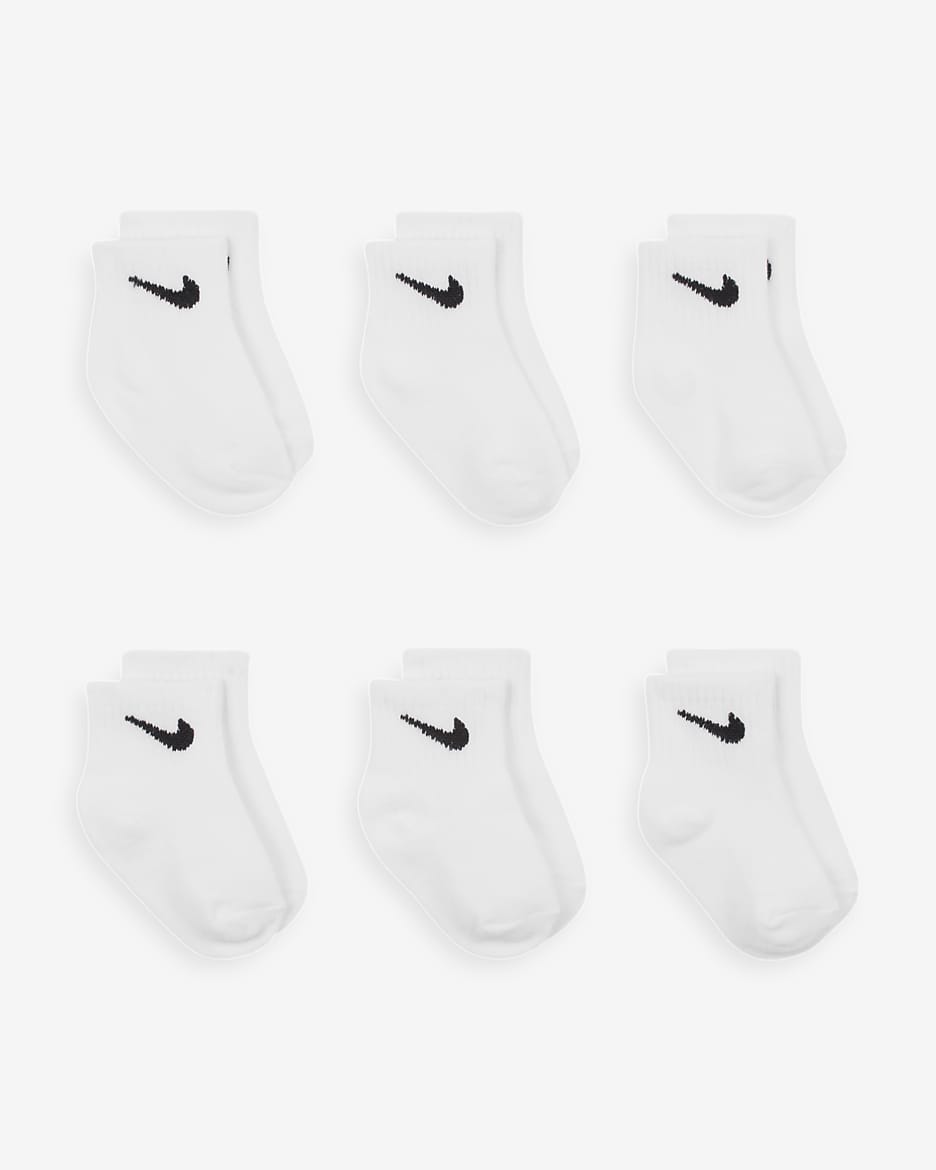 Nike Swoosh Baby (12-24M) Ankle Socks (6 Pairs) - White